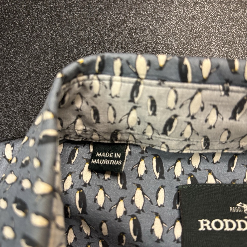 Rodd & Gunn Mens Sports Fit Penguin Print Button Down Shirt Woven in Italy Sz L - Picture 4 of 9